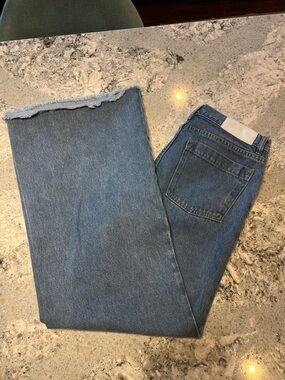 MARCELLA NYC Wide-Leg Blue Jeans with Frayed Hem Size 27 Inseam 28”